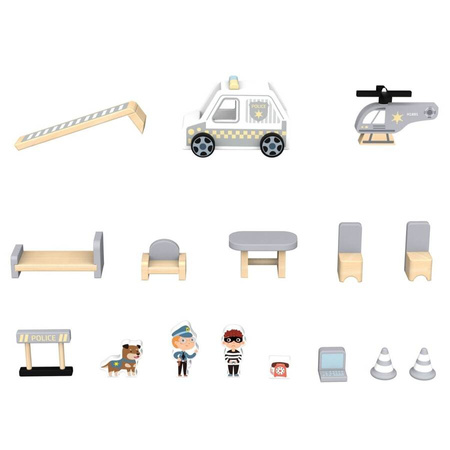 Drewniany Komisariat Policji Z Akcesoriami MAMABRUM