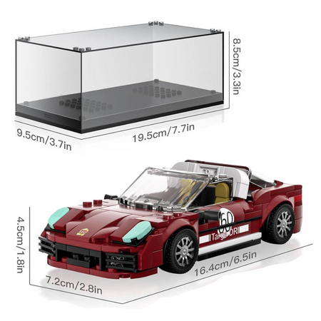 Klocki Konstrukcyjne Auto Samochód Wyścigowy 389 Elementów + Gablota MOULD KING