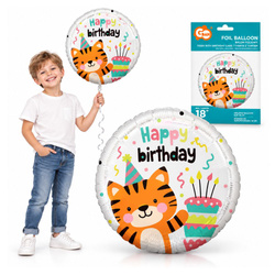 Balon Foliowy Tygrysek Happy Birthday Na Przyjęcie Urodziny Imprezę 18"