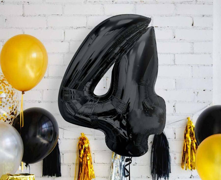Balony Foliowe Czarne Metaliczne Dekoracja Na Urodziny 40 Lat 92 cm GODAN