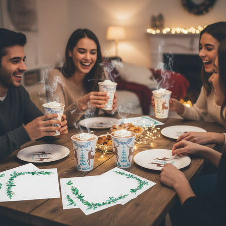 Zestaw Kubeczk + Talerzyki + Serwetki Zastawa Stołowa Jednorazowa Na Święta