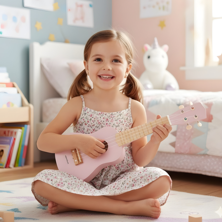 MAMABRUM Drewniana Gitara UKULELE Dla Dziecka 4 Struny