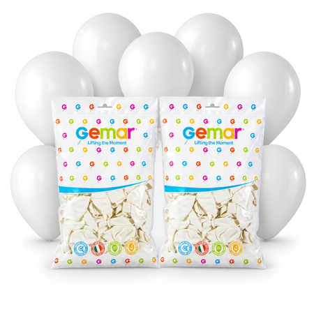 Balony  Białe Klasyczne Pastelowe Makaroniki Na Ślub Wesele 12" 200 szt.