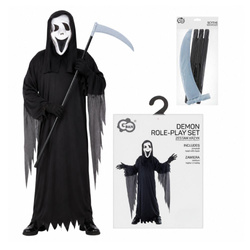 Strój Krzyk Na Halloween Dla Dziecka Duch Kostium 130/140 cm + Kosa 102 cm