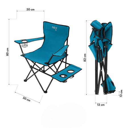 Krzesło Turystyczne Składane Kempingowe Plażowe Ogrodowe + Pokrowiec NILS