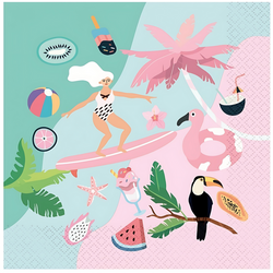 Serwetki Papierowe Ozdobne Na Przyjęcie Urodziny 33x33 cm Surfing 20 szt.