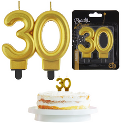 Świeczka Złota Metaliczna Dekoracyjna Ozdobna Na 30 Urodziny Jubileusze