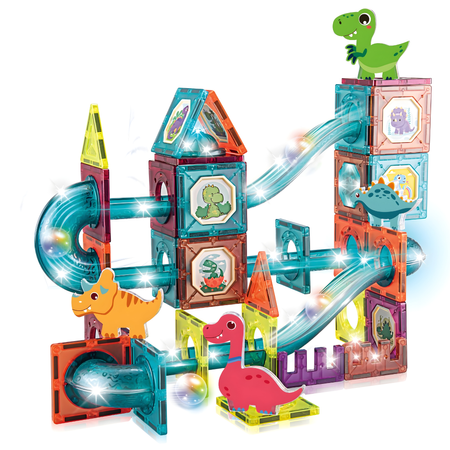 Klocki Magnetyczne Konstrukcyjne Świecący Tor Zestaw Dla Dzieci 86 el.