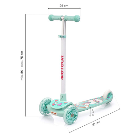 Hulajnoga Trójkołowa Dla Dzieci Balansowa Składana Świecące Kółka LED METEOR