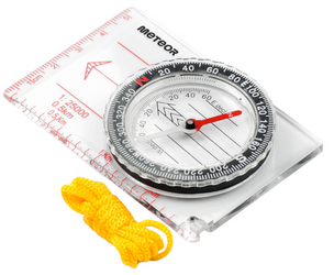 METEOR Kompas Turystyczny Magnetyczny Z Linijką 85 mm Skalą I Sznurkiem