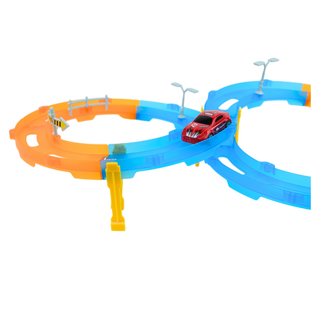 Tor Wyścigowy Samochodowy Pull Back Dla Dzieci 160 cm + Samochód 18 el.