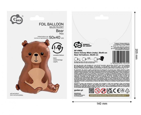 Balon Foliowy Miś Na Urodziny Przyjęcie Imprezę Dla Dziecka GODAN 50x40 cm