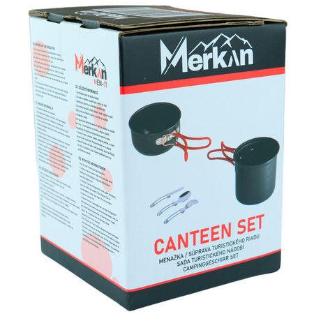 MERKAN Menażka Turystyczna Harcerska Wojskowa Garnek Z Przykrywką + Sztućce