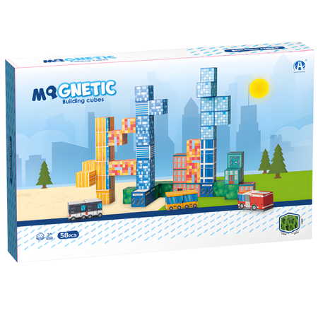 Klocki Magnetyczne Konstrukcyjne Zestaw 58 Elementów Edukacyjne Dla Dzieci