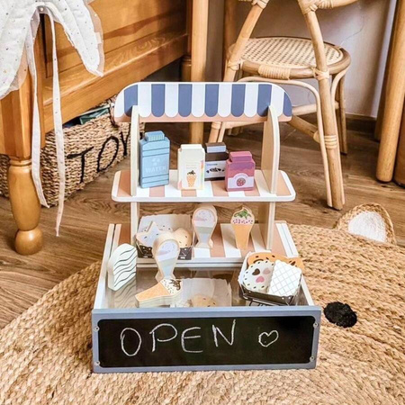 MAMABRUM Składany Sklepik Drewniany Kawiarnia Cukiernia Z Akcesoriami