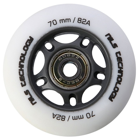 Kółka Do Rolek Kauczukowe 70 mm Zestaw 8 szt. + Łożyska ABEC-9 Białe Matowe