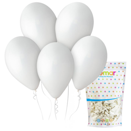 Balony Białe Zestaw Balonów Na Komunię Urodziny Chrzest Wesele 13" 100 szt.