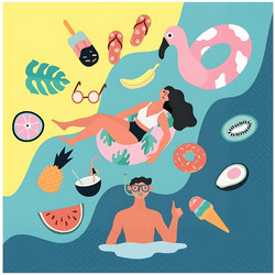 Serwetki Papierowe Ozdobne Na Przyjęcie Urodziny 33x33 cm Plaża 20 szt.