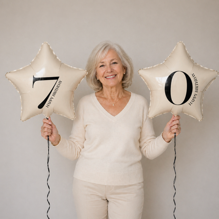 Balony Foliowe Na 70 Urodziny Przyjęcie Imprezę Gwiazdy Kremowe GODAN 18"