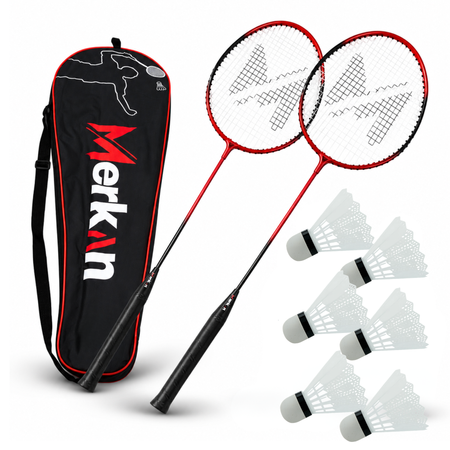 Merkan Zestaw Badminton 2x Rakietka Alum/Stal 66 cm + 6 lotek, pokrowiec