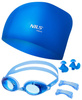 Niebieski Zestaw Pływacki Na Basen Czepek Do Długich Włosów + Okulary + Zatyczki NILS