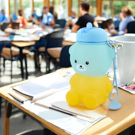 Butelka Sportowa Bidon Silikonowy Na Wodę Miś Dla Dziecka 600 ml MERKAN