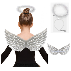 Skrzydła Anioła + Aureola Aniołka Przebranie Na Jasełka Bal Świętych GODAN