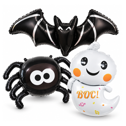 Balony Foliowy Na Halloween Imprezę Zestaw 3 szt. Nietoperz Pająk Duszek