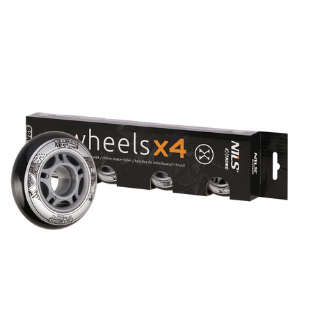 Kółka Do Łyżworolek Kauczukowe Zestaw 8 szt. Czarne 72 mm Nils Extreme