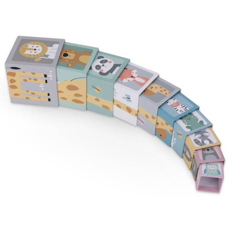 Wieża Piramidka Do Układania Dla Dzieci Zwierzęta i Cyfry 10 Elementów MAMABRUM