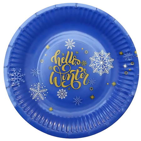 Talerzyki 18 cm + Kubeczki 250 ml Papierowe Świąteczne Hello Winter GODAN