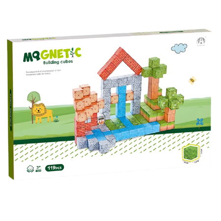 Klocki Magnetyczne Konstrukcyjne Zestaw 119 Elementów Edukacyjne Dla Dzieci