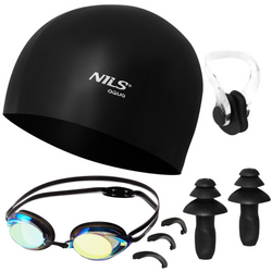 Zestaw Pływacki Na Basen Regulowane Okularki + Czepek + Zatyczki NILS
