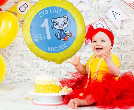 Balon Foliowy Kicia Kocia Dekoracja  Na Urodziny Roczek Kotek 18" GODAN