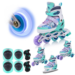 Łyżworolki 4w1 Rolki Rekreacyjne Łyżwy Regulowane Wrotki + Ochraniacze