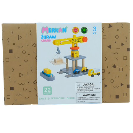 MERKAN Drewniany Plac Budowy Z Dużym Ruchomym Dźwigiem I Pojazdami Żuraw Wieżowy