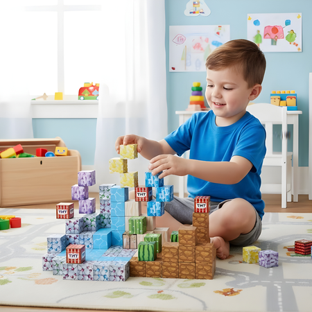 Klocki Magnetyczne Konstrukcyjne Zestaw 100 Elementów Edukacyjne Dla Dzieci