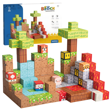 Klocki Magnetyczne Konstrukcyjne Zestaw 147 Elementów Edukacyjne Dla Dzieci