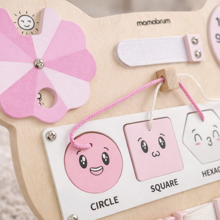 Tablica Manipulacyjna Sensoryczna Montessori Edukacyjna Miś Zegar Labirynt