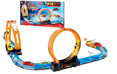 Tor Wyścigowy Samochodowy Pull Back Dla Dzieci 275 cm + 4 Samochody