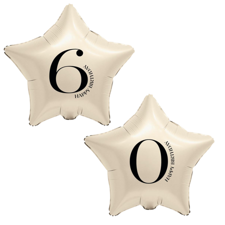Balony Foliowe Na 60 Urodziny Przyjęcie Imprezę Gwiazdy Kremowe GODAN  18"