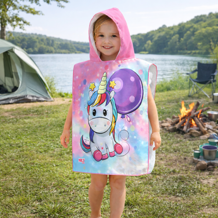 Ręcznik Kąpielowy Okrycie Z Kapturem Ponczo Dla Dzieci Unicorn 60x85 cm
