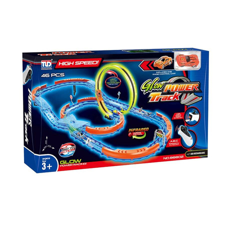 Tor Samochodowy Wyścigowy Świecący W Ciemności + Samochód