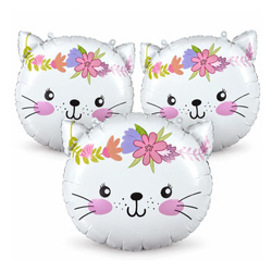 Balony Foliowe Kotek Na Imprezę Przyjęcie Dla Dziecka 44x35 cm Zestaw 3szt.