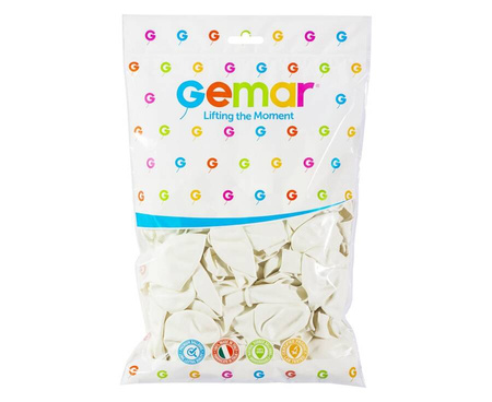 GEMAR Białe Klasyczne Pastelowe Balony Makaroniki 30 cm - 100 szt.