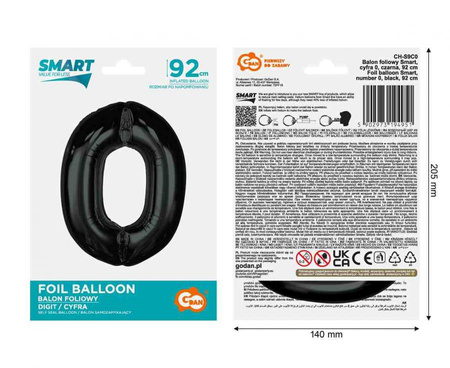 Balony Foliowe Czarne Metaliczne Dekoracja Na Urodziny GODAN 92 cm 60 Lat