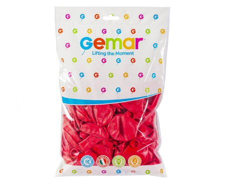 GEMAR Klasyczne Pastelowe Czerwone Balony Lateksowe 10" - 100 szt.