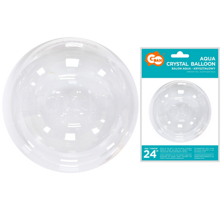 Balon Okrągły Foliowy Kryształowy Przezroczysty Dekoracyjny Aqua 24" GODAN