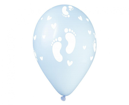 Balony Na Baby Shower Klasyczne Dziecięce Stópki Błękitne 13" Zestaw 50szt.