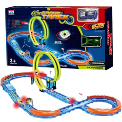 Tor Samochodowy Wyścigowy Świecący W Ciemności + Samochód